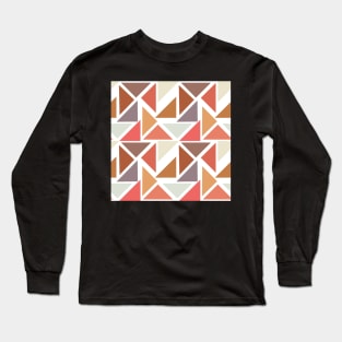 Mid Mod Triangles Peach Gold Long Sleeve T-Shirt